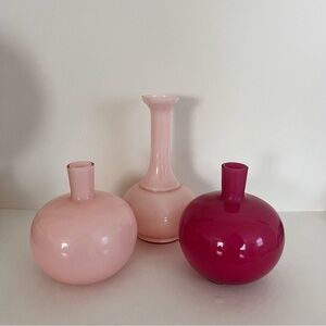 Laslo for Mikasa Bud Vases Glass Heavy 5.5 Inches Tall Made In Japan Pink Mauve
